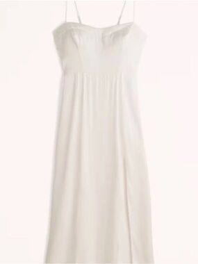 Abercrombie & Fitch Camille Cream White Satin Slip Midi Dress Sundress